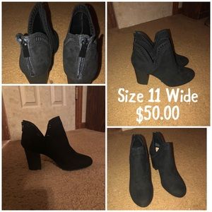 Size 11 wide black heeled booties